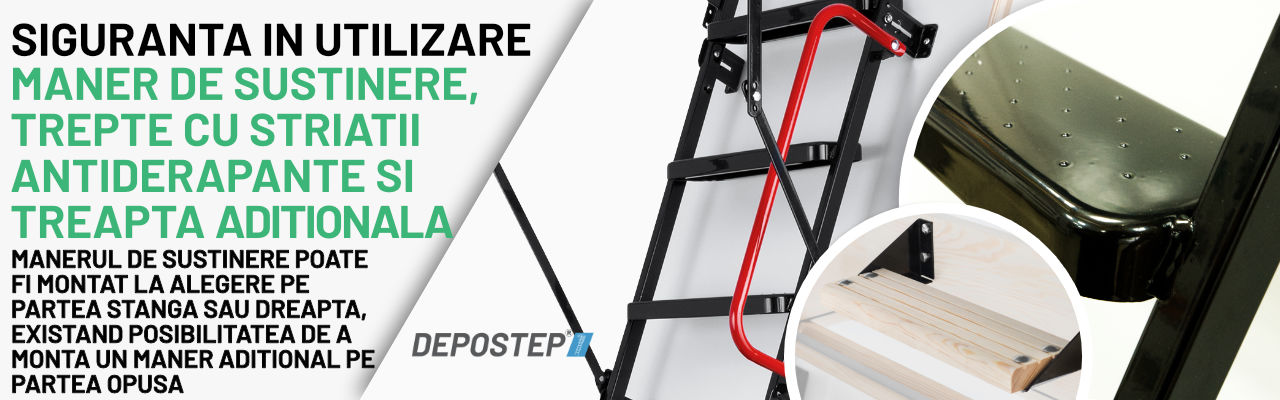 Scara pod metalica DEPOSTEP MSP - maner sustinere, trepte antidarapante si treapta aditionala scara pod